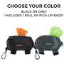 Mighty Paw Dog Poop Bag Holder, Premium Quality Pick-up Bag Zippered Pouch, Includes Carabiner Hook and 1 Roll of Pick-up Bags (Black)