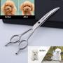 PoKids Curved Dog Scissors 7'' for Pet Grooming Scissors Professional and Stainless Steel Sharp Blade Cutting