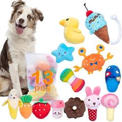 Dono Squeaky Plush Dog Toys-Pet Pack for Puppy Cute Toys Small Stuffed Puppy Chew Interactive Doggie Toys 13 Pack Tooth Grinding & Training Pet Toy Supplies for Medium to Small Dogs