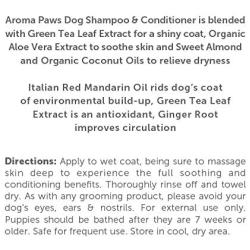 Aroma Paws Dog Shampoo – Cleansing Wash, Conditioning, Moisturizing – Toxin Free, Healthy Ingredients – Aromatic Grooming Puppy Shampoo – Tearless Cleaner, Mandarin Ginger