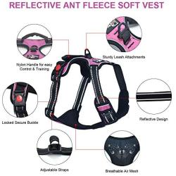 Bitsymore Dog Harness No Pull Reflective Pet Harness Outdoor Adjustable Vest with Quick Release Clasp Easy Control Handle for Small Medium Large Dogs Walking Training