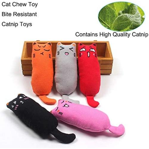 Hiidocat Cute Catnip Toy,5PCS Cat Chew Toy Bite Resistant Catnip Toys for Cats,Teeth Grinding Chew Toys Contain Catnip Cartoon Mice Cat Creative Pillow Scratch Pet Catnip Teeth Grinding Chew Toys
