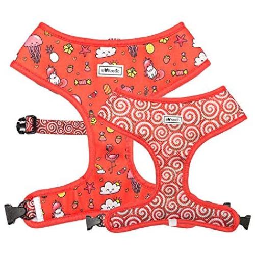 Bulltastic Candy Crush Reversible Dog Harness – Reversible, Comfortable, Adjustable, Easy to Clean – Fits Bulldogs, Pugs, and Other Dog Breeds