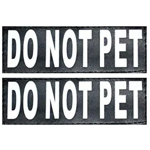 Doggie Stylz Set of 2 Reflective DO NOT PET Removable Patches with Hook Backing for Working Dog Harnesses & Vests. Durable and Interchangeable - Comes in 3 Sizes Small, Medium and Large Doggie Stylz Set of 2 Reflective DO NOT PET Removable Patches with Hook Backing for Working Dog Harnesses & Vests. Durable and Interchangeable - Comes in 3 Sizes Small, Medium and Large