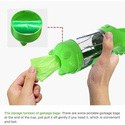 Dog Water Bottle Portable - 3 IN 1 Pet Water Bowl 300ML Drinking Cup with Little Shovel and Garbage Bags Box Dog Accessories - ABS Pet Water Bottle Outdoor for Walking Hiking Travel (Green)