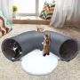 Lepawit 2-in-1 Cat Tunnel Tube 3-Way Feline Tunnel with Removable Mat Cushion Cat Bed Collapsible Crinkle Inside Cat Maze Toys with Hanging Ball for Indoor Cats Kittens