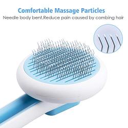 MOCSONE Cat Brush | Dog Brush Comb,Self Cleaning Slicker Brush for Dogs and Cats, Gently Pet Massage & Grooming Tool, One-click Painless Hair Remover Brush for Shedding (Blue)