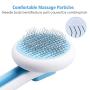 MOCSONE Cat Brush | Dog Brush Comb,Self Cleaning Slicker Brush for Dogs and Cats, Gently Pet Massage & Grooming Tool, One-click Painless Hair Remover Brush for Shedding (Blue)
