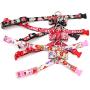 ocijf179 Pet Puppy Dog Adjustable Flower Print Bowknot Vest Chest Strap Walking Harness - Black M