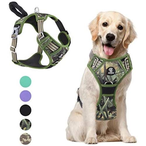 VavoPaw Dog Vest Harness, No Pull Design Pet Soft Padded Reflective Leash Chest Harness with Adjustable Strap for Various Sizes Dogs, Easy to Control