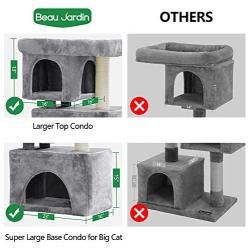 BEAU JARDIN Cat Tree for Large Cats Heavy Cat Condos and Towers for Big Cats with XL Condo and Perch Cat Tower with Scratching Post Cat Scratch Tree Furniture House Climbing Tower Kitty Condos