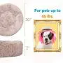 Houseables Comfort & Anti-Anxiety Dog Bed, Beds for Dogs, 30” x 30” x 5”, Beige, Round, Cuddler, Plush Donut Pillow, Cats, Puppy, Snuggle, Slumber Ball, Doggy Nest, Burrow, Washable, Self-Warming