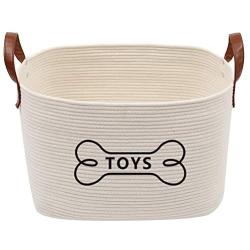 Morezi Large Cotton Dog Toy Box, 16''x13''x 10'' Puppy Toy Basket, Puppy Bins, Dog Storage bin, Laundry Basket - Perfect for organizing pet Toys, Blankets, leashes, Coat and Dog Stuff