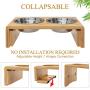 Raised Pet Bowls Elevated Feeder for Dogs Cats - Adjustable Bamboo Food and Water Bowls Stand Feeder, Available in 8.5 inches and 4.5 inches with 2 x Stainless Steel for Free