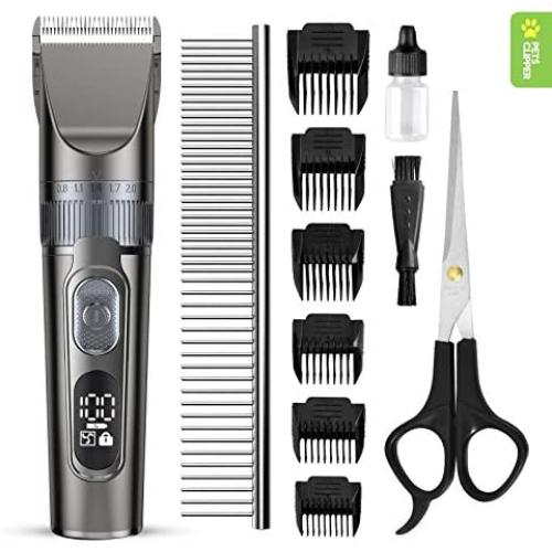 Domipet Dog Clipper for Grooming Professional Rechargeable Cordless Pet Grooming Kit Electric Hair Trimmers Shaver for Dogs Cats Quiet Comb Guides Scissors Cleaning Brush Oil Display Power Safety Lock Domipet Dog Clipper for Grooming Professional Rechargeable Cordless Pet Grooming Kit Electric Hair Trimmers Shaver for Dogs Cats Quiet Comb Guides Scissors Cleaning Brush Oil Display Power Safety Lock