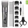 Domipet Dog Clipper for Grooming Professional Rechargeable Cordless Pet Grooming Kit Electric Hair Trimmers Shaver for Dogs Cats Quiet Comb Guides Scissors Cleaning Brush Oil Display Power Safety Lock