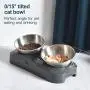 EZMioo Elevated Cat Bowls with 2 Stainless Steel Bowls, 15° Tilted Raised Cat Food and Water Bowls, Stress Free Food Grade Material, Nonslip No Spill Pet Feeding Bowls for Cat and Small Dogs