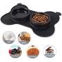 Dog Bowls Set with Non Spill Skid Resistant Silicone Mat, Dog Food and Water Bowls with Slow Feeder Dog Bowls,Collapsible Spill Proof Dog Bowl for Small Medium Large Dogs Cats Pets (Black)