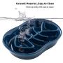 SIDUCAL Ceramic Slow Feeder Cat Dog Bowls, Fun Interactive Fishbone Design Bowl, Anti-Gulping Healthy Eating Diet cat Bowls, Slow Pet Bowl