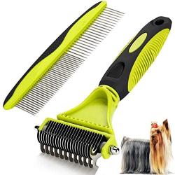 Weiba Dog Grooming Comb Kit,Flea Combs,Pet Supplies Dematting Stainless Steel Double Sided Blade Fur Cleaner Cat Gilling Brush Undercoat Rake Comb