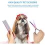 Winkeyes 5Pcs Pet Grooming Scissors Dog Cat Grooming Scissors Set 4CR Stainless Steel with Safety Round Tip, Heavy Duty Titanium Coated Grooming Scissors Kit, Thinning, Straight, Curved Shears Comb