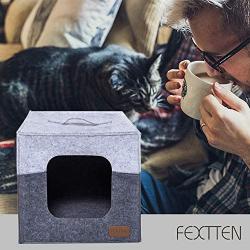 FEXTTEN Thick Felt Cat Cube Cave for IKEA Shelf - Easy Travel Cat Cube Bed - Foldable Cat Houses for Indoor Cats