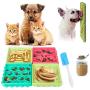 Slow Feeder Dog Bowls, Lick Mat Dog Bowl 4-in-1 Dog Licking Pad with Suction Cup, Silicone Non Slip Dog Lick Bowl with Small Silicone Spatulas for Grooming, Pet Bathing,Training