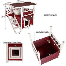 Petsfit Outdoor Cat House with Escape Door and Stairs
