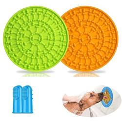 OPYZ Dog Lick Pad, Dog Bathing Distraction Device, Pad for Dog Lick Peanut Butter Lick Mat for Pet Bathing, Grooming and Dog Training with Pet Finger Toothbrush (2Pack)