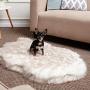 iHappyDog Luxury Faux Fur Orthopedic Dog Bed, Memory Foam Dog Bed​ for​ Small, Medium, Large and XL Pets, Fluffy Pup Rug with Waterproof ​and ​Washable Soft Cover, Bone White