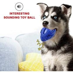 WLHOPE Dog for Rubber Football Toy Squeaky Dog Chew Ball Help Dogs Molar Clean Teeth and Stay Away from Loneliness Suitable for Small Medium Dogs (Dark Blue)