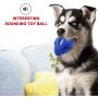 WLHOPE Dog for Rubber Football Toy Squeaky Dog Chew Ball Help Dogs Molar Clean Teeth and Stay Away from Loneliness Suitable for Small Medium Dogs (Dark Blue)