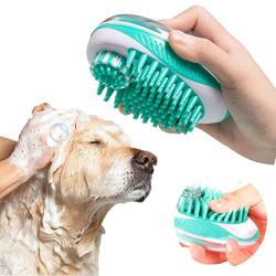 SyoLin 2 in 1 Pet Brush Bath Massage Brush,Shampoo Dispenser for Pet Grooming,Deshedding Soft Silicone Bristles Perfect for Washing,Massaging Hair,Remove Loose Fur (white)
