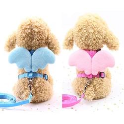 K.T Dog Cat Pet Leash Harness Collar Set with Angel Wings for Small Medium Dogs Pets