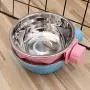 Bouddha Crate Dog Bowl, Removable Stainless Steel Hanging Cage Bowl Pet Dish Water Food Feeder for Dogs Cats Rabbits Birds Small Animals(Blue)
