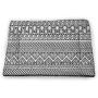 DayDayFun Henna Pet Sleeping Mat Black White Design Floral Elements Monochrome Tattoo Pattern South Pet Mats for Litter Boxes Black White