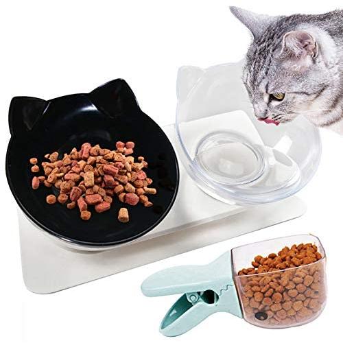 Legendog Cat Bowls,15°Tilted Cat Food Bowl Double Cat Dishes, Cat Feeder Cat Feeding Bowl Raised with Stand, Cat Food Water Bowl for Cats and Small Dog