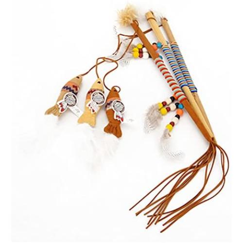 DAN Pet Cat Teaser Scratcher Stick Funny Interactive Toys for Cats Feather Mice Fish Scratching Wand Cat Toys Pet Products for Cats