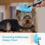 Pawaboo Pet Slicker Brush, Self Cleaning Pet Deshedding Grooming Tools Trimmer Gentle Massage Comb Brush with Quick Hair Clean Button for Small Medium Large Dogs/Cats, Blue
