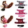 POPETPOP Small Animals Harness Vest and Leash Set, Adjustable Outdoor Walking Chest Strap Harness with Cute Bowknot for Rabbit, Guinea Pig Hamster