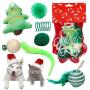Sanlebi Christmas Cat Toys Stocking - 6 PCS Pet Cat Assorted Indoor Interactive Toys with Bell X-mas Gift Set for Kitten Kitty