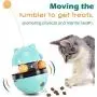 Cat Toys for Indoor Cats Interactive Ball Tumbler Treats Toy Slow Feeder Food Dispensing Leaking Dispenser with Dual Rolling Balls and Detachable Teaser Wand for Kittens Kitty Pet Exercise