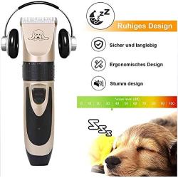 YOSAN Professional Dog Grooming Kit, Rechargeable Cordless Dog Clippers, Low Noise Dog Grooming Kit with 4 Guide Combs, Animal Clippers Heavy Duty for Dogs Cats Other Pets