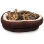 Pet Craft Supply Round Cat Bed - Cute and Comfortable Self Warming Plush Calming Cat Bed for Indoor Cats, Brown (2171)