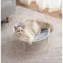 SAVFOX Luxury Soft Comfy Long Plush Indoor Elevated Cat Bed & Hammock with Stand Detachable Washable and Portable Pet Bed Safe & Stable with Dangling Ball for Kitten Cats and Small Dogs Pink and Beige