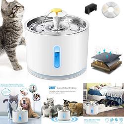 Rxan Cat Water Fountain Stainless Steel Top 2.4L Automatic Electric Pet Water Fountain Cat/Dog Drinking Dispenser with Filter