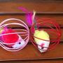 ocijf179 6.5cm Ball Cage Inner Mouse Cat Kitten Feather Playing Game Toy Pet Supplies - Random Color