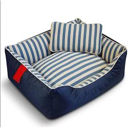 Pet Bed Dog Bed Pet Bed, Cotton Kennel Full Washable, Durable Wear Resistant, Suitable for Small and Medium Dogs Pet Waterloo (Color : Blue, Size : S(45×35×17cm))