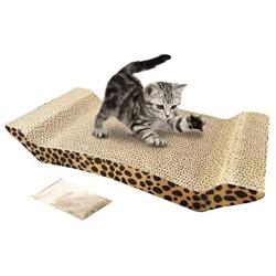 JIKLLSJID Fun Cat Tree and Tower, Cute U Shape Corrugated Paper Pet Cat Toy Cat Claw-Grinding Plate with Catnip Leopard Print Pattern