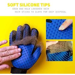 EJG New Version 1 Pair Pet Grooming Gloves with Hair Removal Brush, Deshedding Gloves to Brush and Remove Pet Hair, Dematter Deshedder for Dog, Cat, Horse with Long & Short Fur
